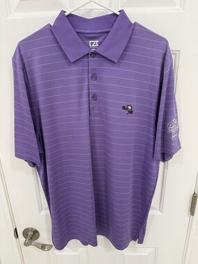 Bay Hill Cutter & Buck Lavender Striped Golf Polo